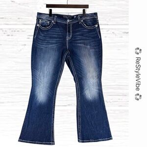 MISS ME Women’s Size 36 Denim Jeans Easy Boot Fit Stretch Embellished Wings